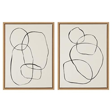 Stylish Framed Canvas Wall Art by Teju Reval - Set of 2