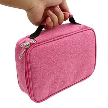 BTSKY®High Capacity Zipper Pens Pencil Case- Multi-Functional Stationery Pencil Pouch 72 Slots Colored Pencil Case Portable Pencil Bags With 2 Removable Sleeves(Pink)
