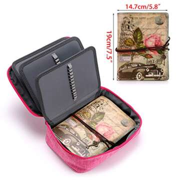 BTSKY®High Capacity Zipper Pens Pencil Case- Multi-Functional Stationery Pencil Pouch 72 Slots Colored Pencil Case Portable Pencil Bags With 2 Removable Sleeves(Pink)