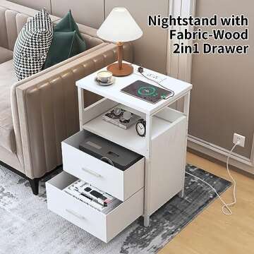 KHLJJU Nightstand with Charging Station - Stylish & Functional