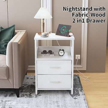 KHLJJU Nightstand with Charging Station - Stylish & Functional