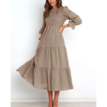 Elegant BTFBM Women Casual Long Sleeve Crew Neck Maxi Dress for All Occasions