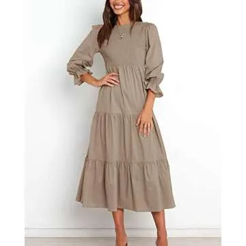 Stylish BTFBM Women Casual Long Sleeve Fall Dress