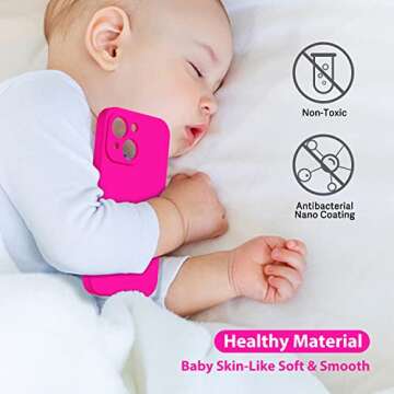 oakxco for iPhone 14 Pro Max Phone Case Liquid Silicone,Fluorescent Bright Solid Color, Cute Thin Slim Soft Rubber TPU Plain Smooth Gel Matte Protective Cover for Women Girl, Fuchsia Hot Pink