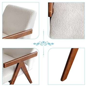 ALIMORDEN Accent Armrest Chair, Modern Faux Lamb Wool Armchair, Single Reading Chair, Upholstered Lounge Seat with Wooden Legs for Living Room, Bedroom, Office, (D)27.17"x(W)14.96"x(H)24.02", White