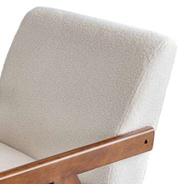 ALIMORDEN Accent Armrest Chair, Modern Faux Lamb Wool Armchair, Single Reading Chair, Upholstered Lounge Seat with Wooden Legs for Living Room, Bedroom, Office, (D)27.17"x(W)14.96"x(H)24.02", White