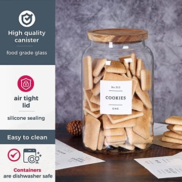 1 Gallon Cookie Jar Set with Airtight Acacia Lids - Storage Made Stylish