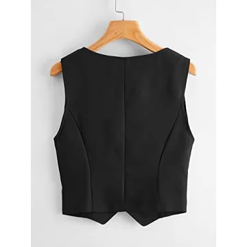 Romwe Women's Stylish Sleeveless Blazer Vest Coat