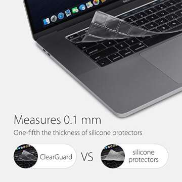 Moshi ClearGuard Keyboard Protector for MacBook Pro 13''/ 16" (2019-2020/US Layout), Touch Bar Compatible, 0.1 mm Thin, Washable & Reusable, Non-Toxic, High Transparency, for MacBook Pro 13''/16"
