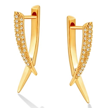 DREMMY STUDIOS Spike Huggie Hoop Earrings - Chic & Versatile 14K Gold Fill