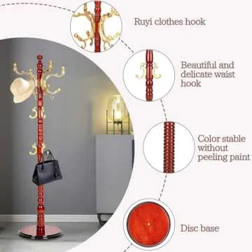 Coat Racks ​freestanding, High-grade Wooden Tree Coat Rack, Coat Rack Stand With 14 Hooks & Stable Disc Base, For such as coats, jackets, Hats, Home Office Tree Coat Hanger Stand