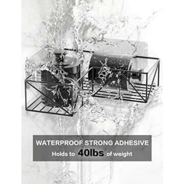 Iperlife Corner Shower Caddy Black,Shower Organizer Corner Shower Shelf with Hooks for Hanging Razor and Sponge, Wall Mount Over Toilet Storage Rack - 2 Pack (Only Fits 90° Right Angle Corner)