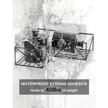 Iperlife Corner Shower Caddy Black,Shower Organizer Corner Shower Shelf with Hooks for Hanging Razor and Sponge, Wall Mount Over Toilet Storage Rack - 2 Pack (Only Fits 90° Right Angle Corner)