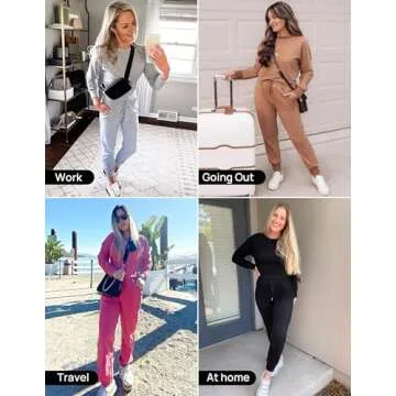 ZESICA Women's Long Sleeve Crop Top and Pants Pajama Sets 2 Piece Jogger Long Sleepwear Loungewear Pjs Sets,Khaki,Small