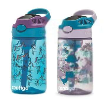 Contigo Kids Water Bottle with Autospout Straw – Spill Proof, Easy-Clean Lid Design, 14 oz., Unico...