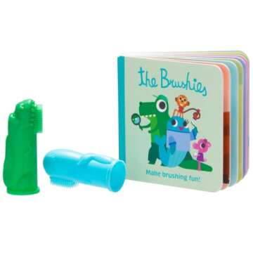 The Brushies Chomps & Willa Baby & Toddler Toothbrush 2-Pack & Storybook Set/Dental Item and Book/Yo...