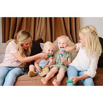 The Brushies Chomps & Willa Baby & Toddler Toothbrush 2-Pack & Storybook Set/Dental Item and Book/Youth Tooth & Gum Care/Ages 4 Weeks to 4 Years