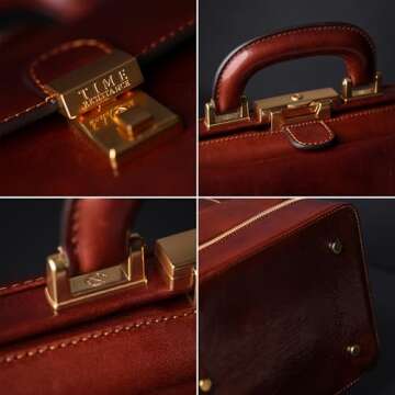 Time Resistance Leather Medical Doctor Bag - Vintage Style Medium Satchel (Brown)