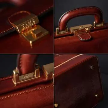 Time Resistance Leather Medical Doctor Bag - Vintage Style Medium Satchel (Brown)