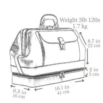 Time Resistance Leather Medical Doctor Bag - Vintage Style Medium Satchel (Brown)