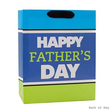 Hallmark 13" Large Father's Day Gift Bag with Tissue Paper (Blue and Lime Green) for Dads, Step-Dads, Grandfathers, Uncles, Dads-to-Be