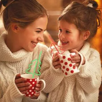 Whaline Christmas Tree Drinking Straws 50Pcs Red Green