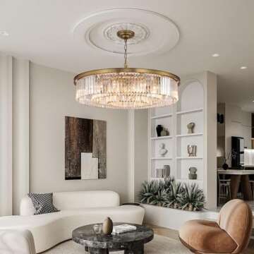 GMlixin Large Crystal Chandelier Modern Luxury Pendant Ceiling Lights Fixture for Dining Room Living...