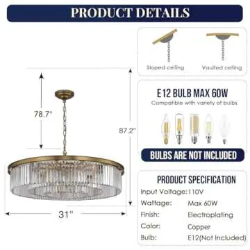 GMlixin Large Crystal Chandelier - Modern Pendant Light