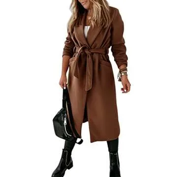 Women's Classic Belted Long Jacket for Chilly Days