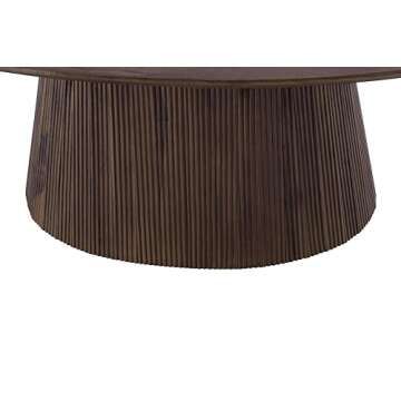 Canarm MADHY Round Coffee Table, Rustic Brown Wood Finish, Elegant Fluted Design, 47.25”x23.5”x15”, Spacious Tabletop, Easy Assembly for Living Room