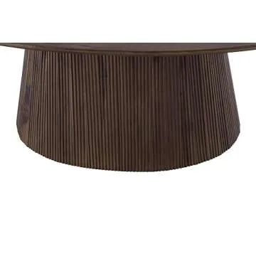 Canarm MADHY Round Coffee Table, Rustic Brown Wood Finish, Elegant Fluted Design, 47.25”x23.5”x15”, Spacious Tabletop, Easy Assembly for Living Room