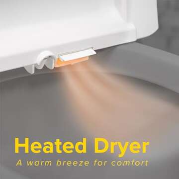 SmartBidet SB-1000WE Electric Bidet Toilet Seat with Heated Seating, Warm Air Dryer, Temperature Control Wash, and Remote Control, Elongated Seating