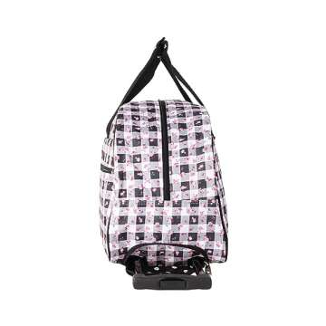 Betsey Johnson Designer Carry On Luggage Collection - Lightweight Pattern 22 Inch Duffel Bag- Weekender Overnight Business Travel Suitcase with 2- Rolling Spinner Wheels (Gingham Roses)