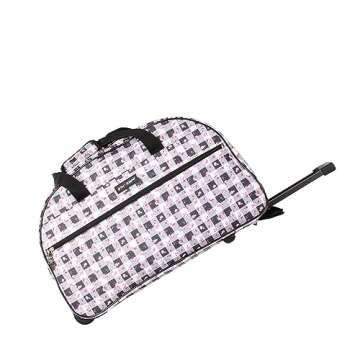 Betsey Johnson Designer Carry On Luggage Collection - Lightweight Pattern 22 Inch Duffel Bag- Weekender Overnight Business Travel Suitcase with 2- Rolling Spinner Wheels (Gingham Roses)
