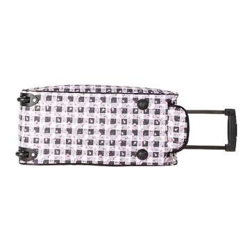 Betsey Johnson Designer Carry On Luggage Collection - Lightweight Pattern 22 Inch Duffel Bag- Weekender Overnight Business Travel Suitcase with 2- Rolling Spinner Wheels (Gingham Roses)