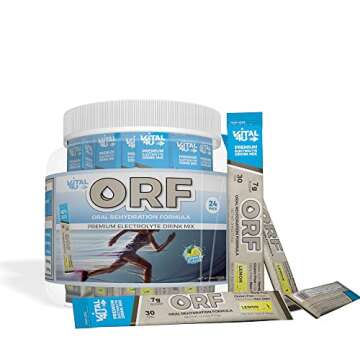 Vital 4U® ORF - Oral Rehydration Formula Electrolyte Replacement Drink Mix, Vegan, Gluten Free, with Monk Fruit - Natural Lemon Flavor - 24 Count