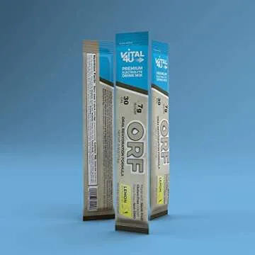 Vital 4U® ORF - Oral Rehydration Formula Electrolyte Replacement Drink Mix, Vegan, Gluten Free, with Monk Fruit - Natural Lemon Flavor - 24 Count