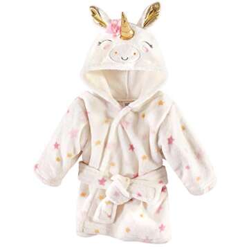 Luvable Friends Unisex Baby Plush Bathrobe, Stars Unicorn, 0-9M