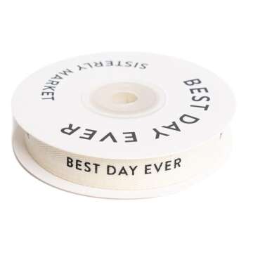 Cotton Herringbone Custom Ribbon Natural 5/8” x 10 Yards