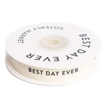 Cotton Herringbone Custom Ribbon Natural 5/8” x 10 Yards