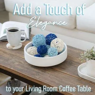 VELOVA Decorative Bowl with 24 Rattan Balls for Home