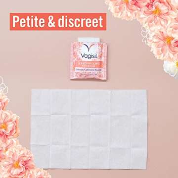 Vagisil Scentsitive Scents On-The-Go Feminine Cleansing Mini Wipes, pH Balanced, Peach Blossom, Individually Wrapped, 16 Count White