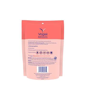 Vagisil Scentsitive Scents On-The-Go Feminine Cleansing Mini Wipes, pH Balanced, Peach Blossom, Individually Wrapped, 16 Count White