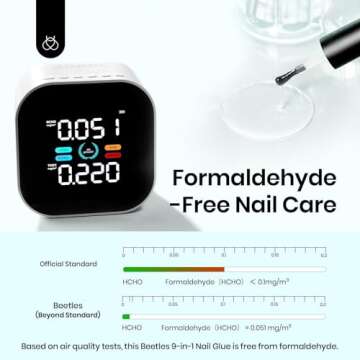 Beetles Gel Polish 9 in 1 Nail Glue with New Formula, 0.5 Fl Oz Super Strong Brush in Nail Gel Glue for False Nails Tips, Rhinestone, Base Gel, Blooming Gel, Gift for Women