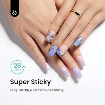 Beetles Gel Polish 9 in 1 Nail Glue with New Formula, 0.5 Fl Oz Super Strong Brush in Nail Gel Glue for False Nails Tips, Rhinestone, Base Gel, Blooming Gel, Gift for Women