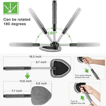 Frienda 2 Sets Windshield Cleaning Tool Car Window Cleaner with Detachable Handle, 6 Pieces Reusable...