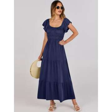 ANRABESS Flutter Sleeve Maxi Dress for Summer Style