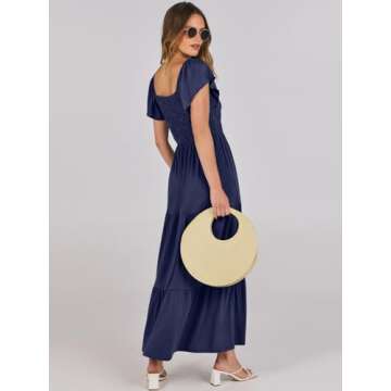 ANRABESS Flutter Sleeve Maxi Dress for Summer Style