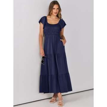 ANRABESS Flutter Sleeve Maxi Dress for Summer Style