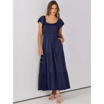 ANRABESS Flutter Sleeve Maxi Dress for Summer Style